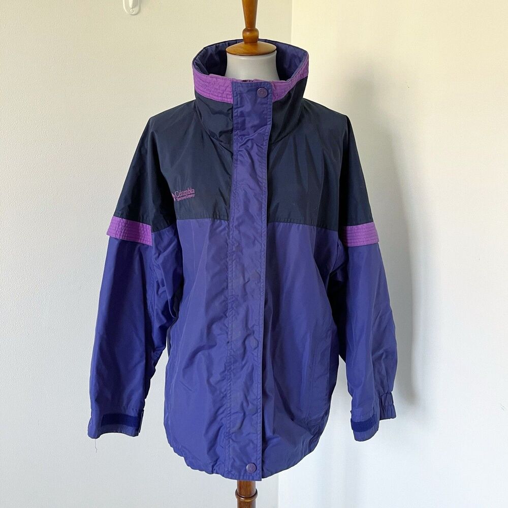 Vintage Columbia Bugaboo Nylon Windbreaker Jacket Purple Pink L Large NO LINER